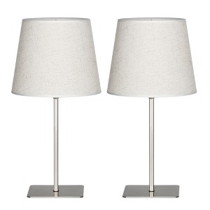 Oumilen Bedside Table Lamps Set of 2, Square Desk Lamp Metal Base & Fabric Shade Silver - 1 of 1