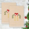 Linum Home Textiles Christmas MISTLETOE MONOGRAM - Embroidered Luxury 100% Turkish Cotton Hand Towels (Set of 2) - 2 of 3