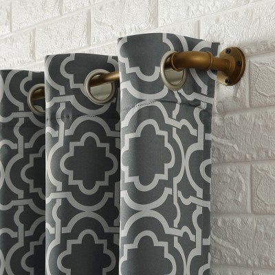 Gray Trellis Blackout Grommet Curtain Panel, 40" x 84"