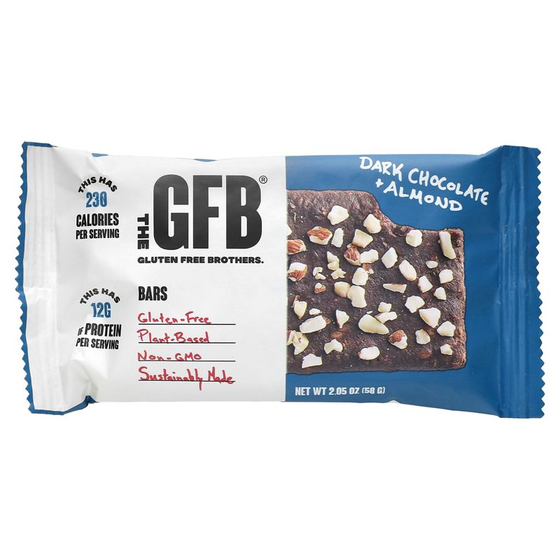 The GFB Gluten Free Bars, Dark Chocolate + Almond, 12 Bars, 2.05 oz (58 g) Each, 3 of 4