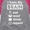 Girls' - Instant Message - I Train My Brain Shirt Tail Raglan Graphic T-shirt - 2 of 4