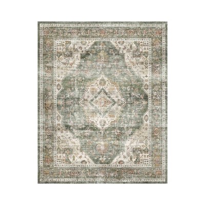 MontVoo Classic Floral Green Washable Rug