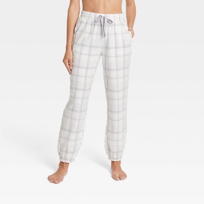 Open-Bottom Flannel Women's Tall Pajama Pants in Heather Grey and White  Plaid