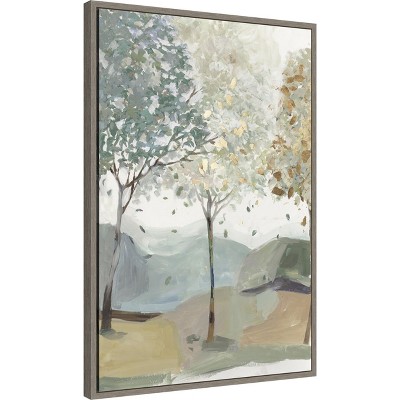 Breezy Landscape Trees III Canvas Print with Sylvie Greywash Frame