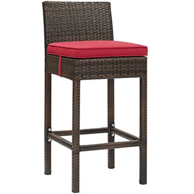 Conduit 36" Brown and Red Wicker Rattan Outdoor Bar Stools