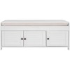 Upholstered Storage Ottoman Bench with 3 Shutter-Shaped Doors Cabinet,Shoe Bench with Hidden Storage Space,Removable Seat Cushion for Home Decoration - 2 of 4