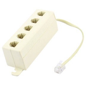 Beige Plastic RJ11 6P4C Male tp 5 Ports Female Telephone Connectors - 1 of 4