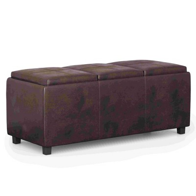 CAVINAS Faux Leather Storage Ottoman Bench,Upholstered Ottoman with 3 Flip Over Serving Trays for Living Room,Bedroom
