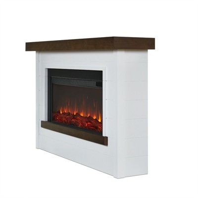 Bernice 67" White Electric Fireplace with Mantel