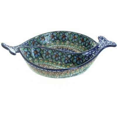 Blue Rose Polish Pottery Mardi Gras Ying-Yang Fish Dish