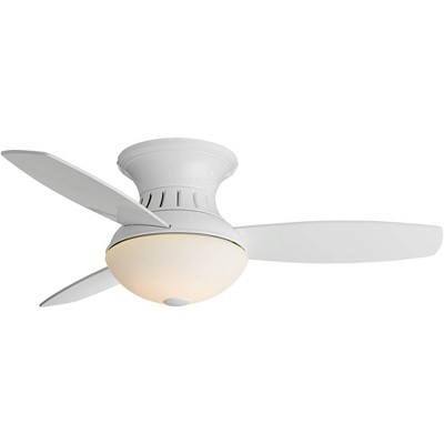 44" Possini Euro Design Modern Hugger Indoor Ceiling Fan with Light LED Dimmable Remote White Frosted Glass Living Room Kitchen Bedroom