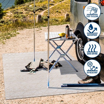 Ivory Geometric Synthetic Reversible 5x8 Area Rug