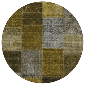 Brown Gold And Taupe Patchwork Washable Indoor Outdoor Area Rug - 1 of 4