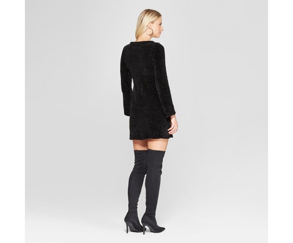 Women's Long Sleeve Chenille Sweater Dress - Xhilaration&#153; Black XS