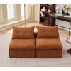 Zeus & Ruta 2-Seat Modular Sofa - Armrest-Free Soft Chenille, Upholstered with Neck & Lumbar Pillows - 3 of 4
