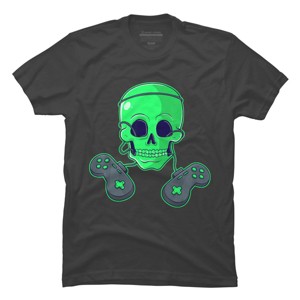 Men's Design By Humans Halloween Skeleton Skull Crossbones Video Gamer By TaiHan T-Shirt - 1 of 4