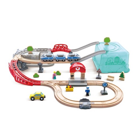 Hape Wooden City Train Railway Bucket Playset, 48 Pieces - image 1 of 4