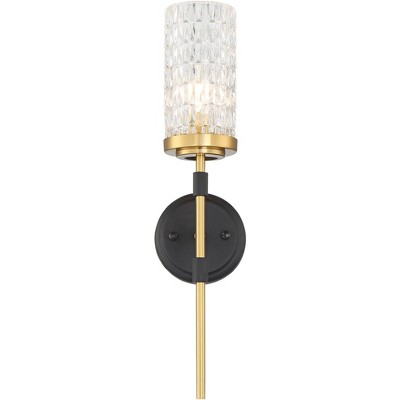 Black and Brass Cylinder Glass Vanity Wall Sconce