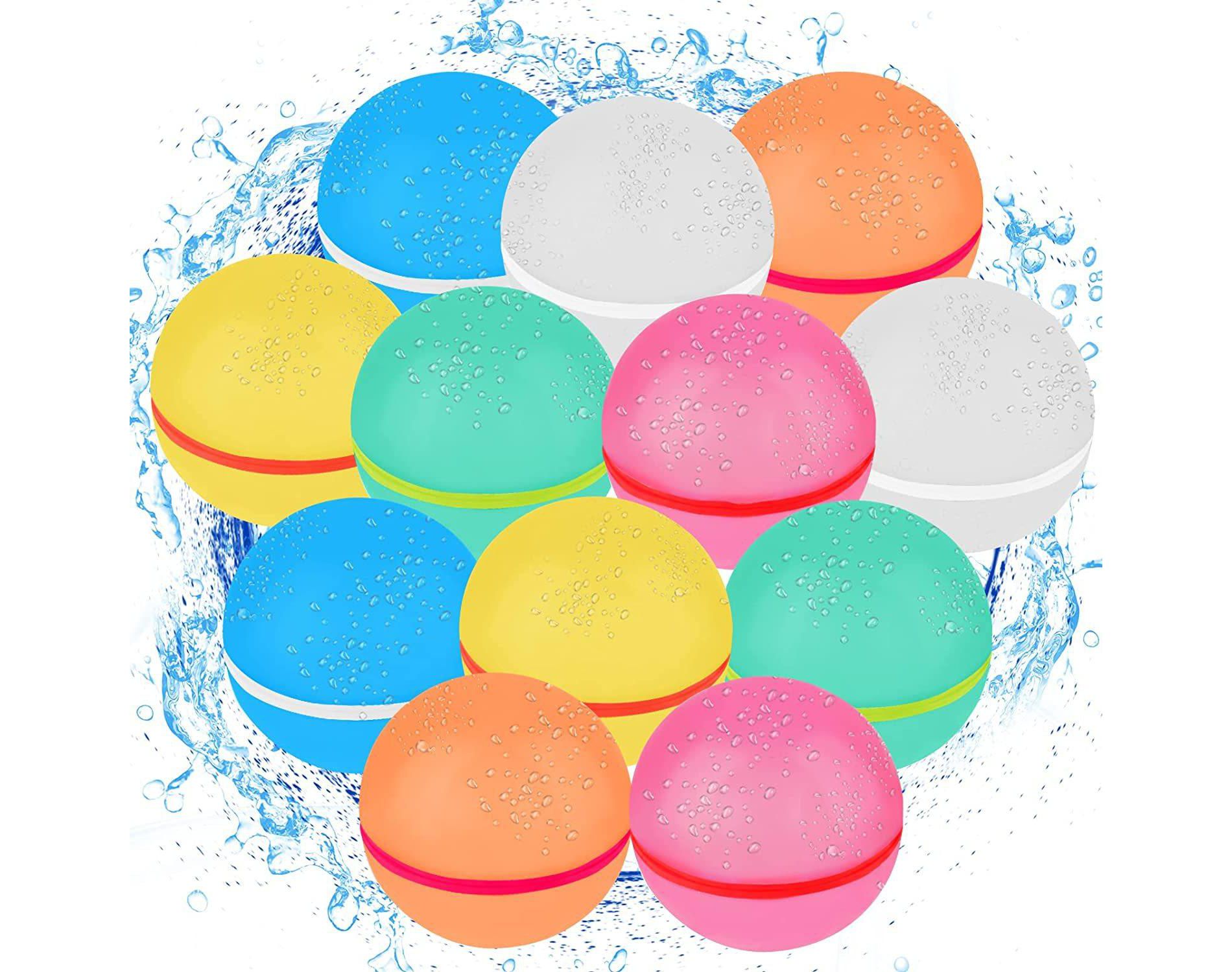 MOVSSOU 12-Pack Reusable Water Balloons - Self-Sealing Pool & Beach Toys for Kids Ages 3-12, Outdoor Summer Fun for Boys & Girls
