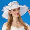 Anna-Kaci Women's Wide Brim Organza Dress Hat with Sheer Ribbon Floral Design for Formal Events and Sun Protection - 2 of 4