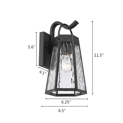 Alexa Black Steel Outdoor Wall Sconce with Water Glass