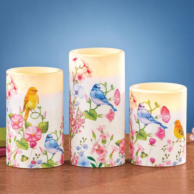 Collections Etc Colorful Birds Garden Battery-Operated Candles - Set of 3 3 X 3 X 6, 2 of 3