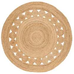4'x4' Round Noemi Solid Woven Round Rug Natural Round - Safavieh