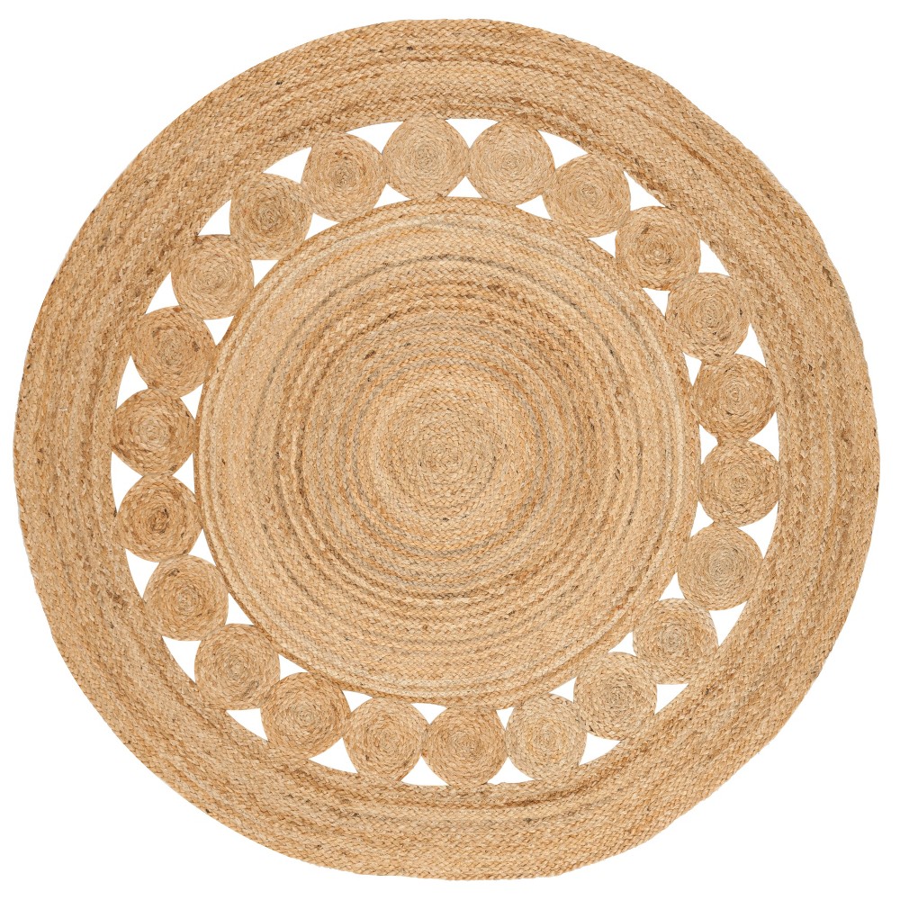  Round Noemi Solid Woven Round Rug Natural Round