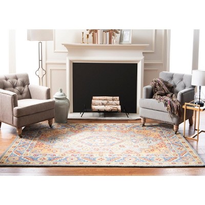 Handmade Blue and Gold Wool Tufted Area Rug, 5' x 8'