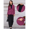 INSPIRE CHIC Women's Notched Lapel Single Breasted Long Sleeve Flap Pocket Straight Lined Business Casual Suit Jacket Blazer - 2 of 4