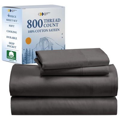Luxury Bed Sheets Set - 800 Thread Count 100% Cotton Sheets, Deep Pocket, Soft, Cool & Breathable by California Design Den