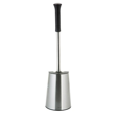 Stainless Steel and Black Toilet Brush with Holder