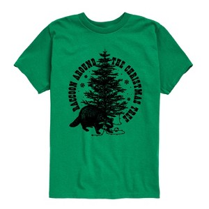 Boys' - Instant Message - Raccoon Around The Christmas Tree Short Sleeve Graphic T-Shirt - 1 of 4