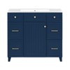 CAVINAS Bathroom Vanity with Ceramic Sink and Adjustable Shelves,Modern Freestanding Bathroom Vanity with Solid Wood Frame and 3 Drawers - 3 of 4