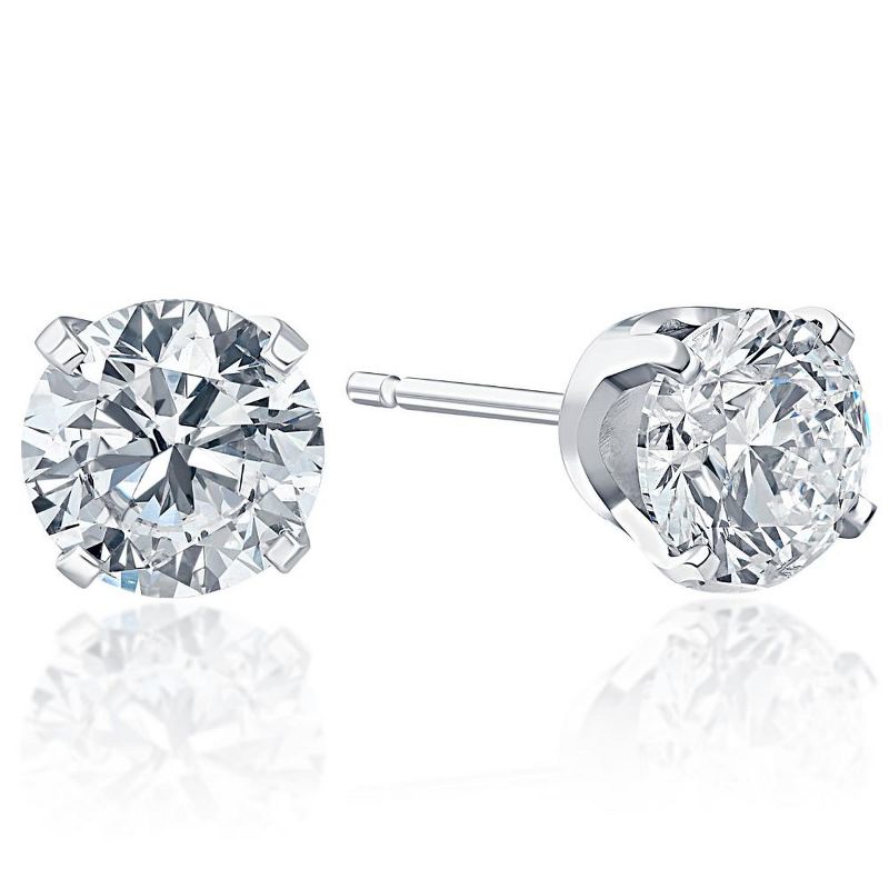 Pompeii3 .20Ct Round Brilliant Cut Natural Quality SI1-SI2 Diamond Stud Earrings in 14K Gold Classic Setting, 2 of 4
