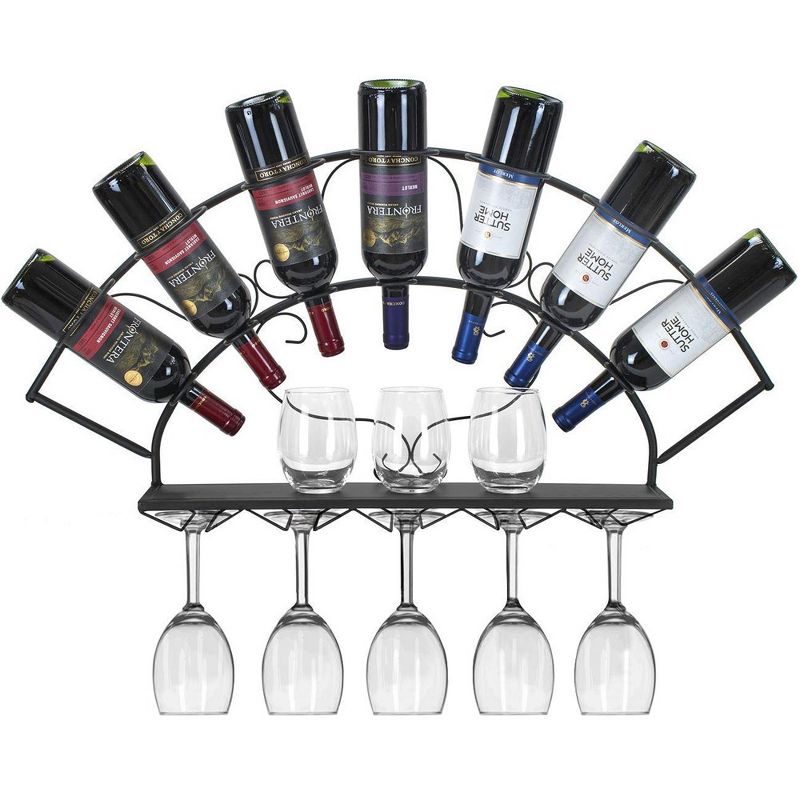 Sorbus 7-Bottle Wine & Stemware Wall Rack: Stylish Storage & Easy Access for Your Wine Essentials, 1 of 8