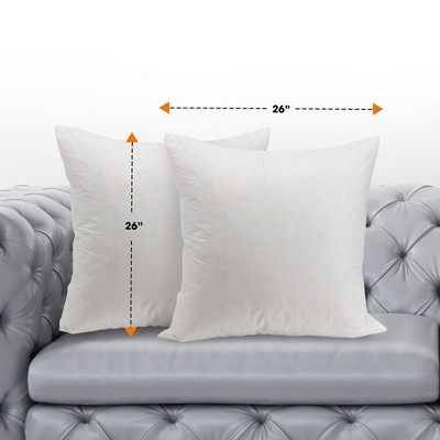 Cheer Collection 26" White Cotton Feather Down Pillow Inserts, Set of 2