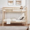 MAYEERTY Twin over Full Bunk Bed with Ladder, Wooden Bed Frame with High Guardrail and Ladder for Kids, No Box Spring Needed, Natural - 2 of 4
