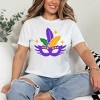 Simply Sage Market Women's Feather Mask Sparkle Short Sleeve Graphic Tee - 2 of 3