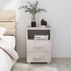vidaXL Bedside Cabinet HAMAR White 15.7"x13.8"x24.4" Solid Wood Pine - 2 of 4