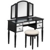 Infurnic Vanity Tables Set with Mirrored Drawers and Stool, for Bedroom, Thanksgiving, Black, 43.25"*19"*53.5" - 3 of 4