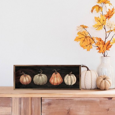 Kendrick Home Four Pumpkins Wall Art Black