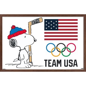 Trends International Team USA x Peanuts – Olympic Hockey Snoopy Framed Wall Poster Prints - 1 of 4