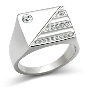 Slickblue Men’s Stainless Steel Ring, Synthetic Clear Crystal, High Polished Fashion Ring, Modern, Size 8-13 - 1 of 4
