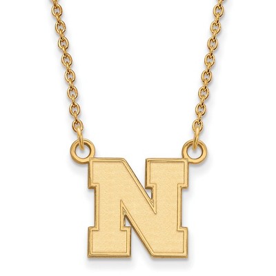 Black Bow Jewelry 14k Yellow Gold Nebraska Cornhuskers NCAA Necklace 18 Inch