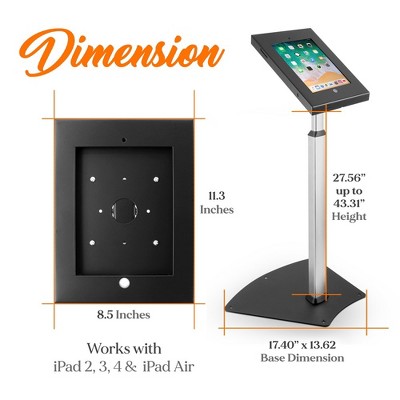 Adjustable Black and Silver Anti-Theft iPad Floor Stand