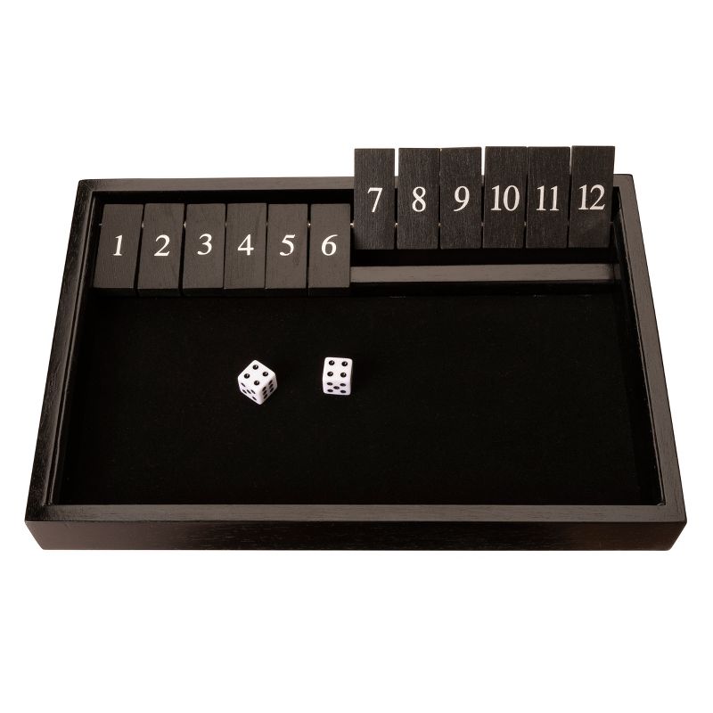 WE Games 12 Number Shut the Box Board Game, Black Stained Wood, 13.5 in., 1 of 10