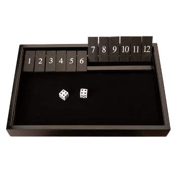 WE Games 12 Number Shut the Box Board Game, Black Stained Wood, 13.5 in.
