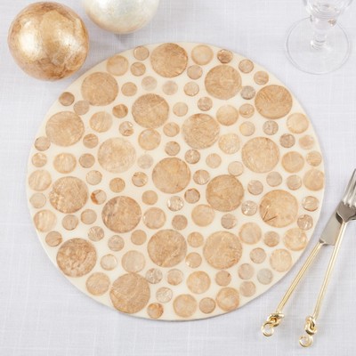 Gold Capiz Shell and Resin Round Placemats, Set of 4