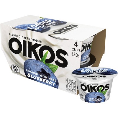 Oikos Blended Blueberry Greek Nonfat Yogurt - 4ct/5.3oz Cups